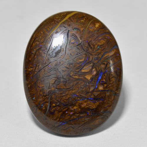 22.16캐럿 천연 멀티컬러 볼더 오팔, 타원형 컷, 22.7×18.1 mm, 불투명체