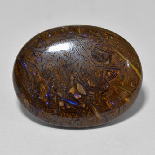 22.16캐럿 천연 멀티컬러 볼더 오팔, 타원형 컷, 22.7×18.1 mm, 불투명체
