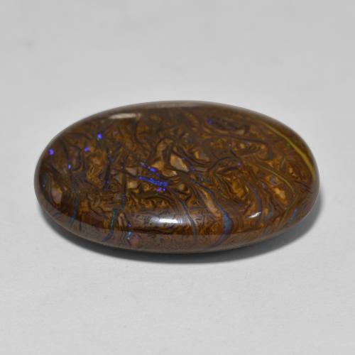 22.16캐럿 천연 멀티컬러 볼더 오팔, 타원형 컷, 22.7×18.1 mm, 불투명체