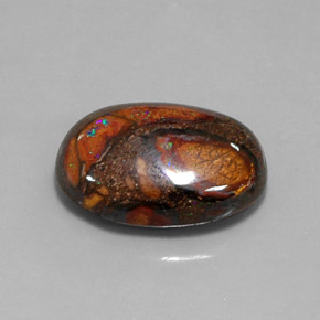 18.34캐럿 천연 멀티컬러 볼더 오팔, 타원형 컷, 21.1×14.7 mm, 불투명체