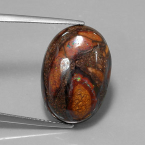18.34캐럿 천연 멀티컬러 볼더 오팔, 타원형 컷, 21.1×14.7 mm, 불투명체