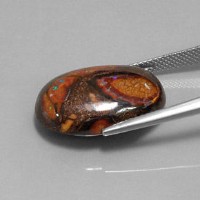 18.34캐럿 천연 멀티컬러 볼더 오팔, 타원형 컷, 21.1×14.7 mm, 불투명체