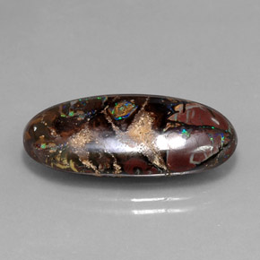 19.54캐럿 천연 멀티컬러 볼더 오팔, 타원형 컷, 29.3×13.2 mm, 불투명체