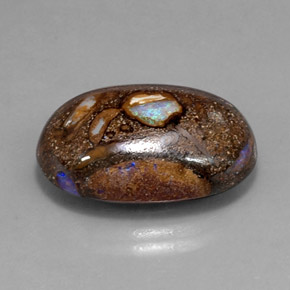 20.82캐럿 천연 멀티컬러 볼더 오팔, 타원형 컷, 22.2×15.7 mm, 불투명체