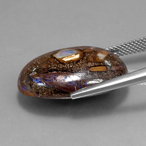 20.82캐럿 천연 멀티컬러 볼더 오팔, 타원형 컷, 22.2×15.7 mm, 불투명체
