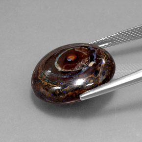 18.71캐럿 천연 다색 볼더 오팔, 라운드 컷, 불투명체