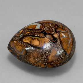 18.14캐럿 천연 멀티컬러 볼더 오팔, 배 모양, 18.5×17.4 mm, 불투명체