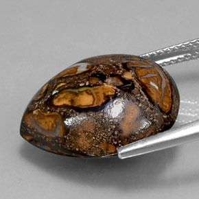 18.14캐럿 천연 멀티컬러 볼더 오팔, 배 모양, 18.5×17.4 mm, 불투명체