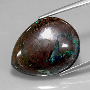 16.29캐럿 천연 멀티컬러 볼더 오팔, 배 모양, 20.8×16.4 mm, 불투명체