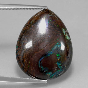 16.29캐럿 천연 멀티컬러 볼더 오팔, 배 모양, 20.8×16.4 mm, 불투명체