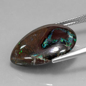 16.29캐럿 천연 멀티컬러 볼더 오팔, 배 모양, 20.8×16.4 mm, 불투명체