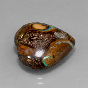 14.96캐럿 천연 멀티컬러 볼더 오팔, 하트 모양, 18.4×17.6 mm, 불투명체