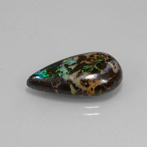 7.90캐럿 천연 멀티컬러 볼더 오팔, 배 모양, 19.4×10.9 mm, 불투명체