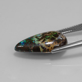 7.90캐럿 천연 멀티컬러 볼더 오팔, 배 모양, 19.4×10.9 mm, 불투명체