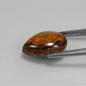 6.43캐럿 천연 멀티컬러 볼더 오팔, 배 모양, 15×12.1 mm, 불투명체