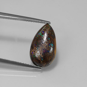 4.03캐럿 천연 멀티컬러 볼더 오팔, 배 모양, 15.6×9.1 mm, 불투명체
