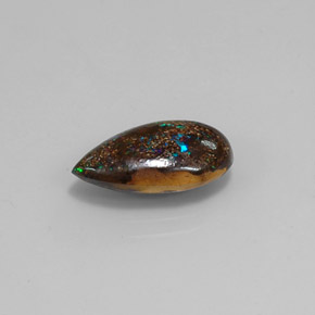 4.03캐럿 천연 멀티컬러 볼더 오팔, 배 모양, 15.6×9.1 mm, 불투명체