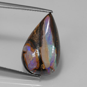 10.99캐럿 천연 멀티컬러 볼더 오팔, 배 모양, 21.2×12.8 mm, 불투명체