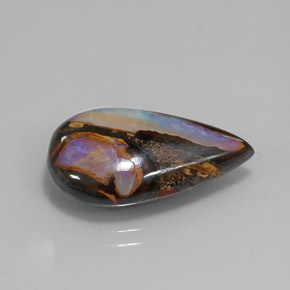10.99캐럿 천연 멀티컬러 볼더 오팔, 배 모양, 21.2×12.8 mm, 불투명체