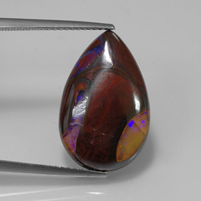11.70캐럿 천연 멀티컬러 볼더 오팔, 배 모양, 20.3×13.1 mm, 불투명체