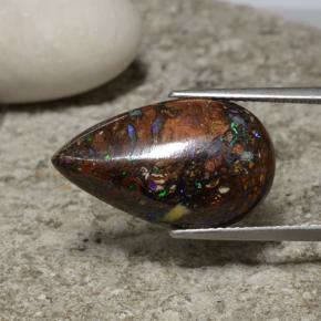 10.52캐럿 천연 멀티컬러 볼더 오팔, 배 모양, 21.7×13 mm, 불투명체