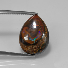 10.14캐럿 천연 멀티컬러 볼더 오팔, 배 모양, 17.4×12.9 mm, 불투명체