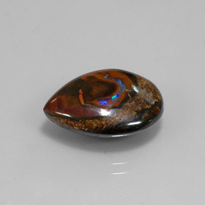 10.14캐럿 천연 멀티컬러 볼더 오팔, 배 모양, 17.4×12.9 mm, 불투명체