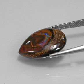 10.14캐럿 천연 멀티컬러 볼더 오팔, 배 모양, 17.4×12.9 mm, 불투명체