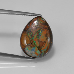 8.30캐럿 천연 멀티컬러 볼더 오팔, 배 모양, 16.6×13.1 mm, 불투명체