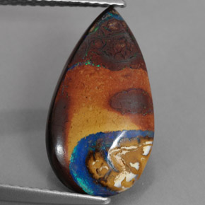 4.35캐럿 천연 멀티컬러 볼더 오팔, 배 모양, 17.3×9.6 mm, 불투명체