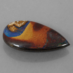 4.35캐럿 천연 멀티컬러 볼더 오팔, 배 모양, 17.3×9.6 mm, 불투명체