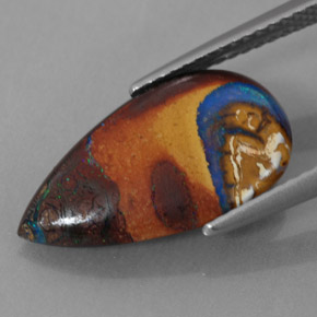 4.35캐럿 천연 멀티컬러 볼더 오팔, 배 모양, 17.3×9.6 mm, 불투명체