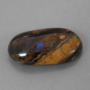5.89캐럿 천연 멀티컬러 볼더 오팔, 타원형 컷, 16.7×9.3 mm, 불투명체