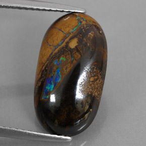 5.89캐럿 천연 멀티컬러 볼더 오팔, 타원형 컷, 16.7×9.3 mm, 불투명체