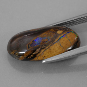 5.89캐럿 천연 멀티컬러 볼더 오팔, 타원형 컷, 16.7×9.3 mm, 불투명체