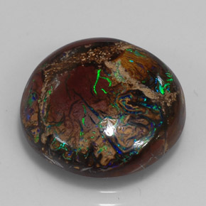 10.98캐럿 천연 멀티컬러 볼더 오팔, 라운드 컷, 16.20 mm, 불투명체