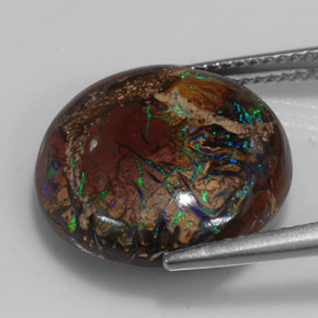 10.98캐럿 천연 멀티컬러 볼더 오팔, 라운드 컷, 16.20 mm, 불투명체