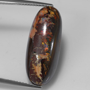 15.56캐럿 천연 멀티컬러 볼더 오팔, 타원형 컷, 23.7×9.8 mm, 불투명체