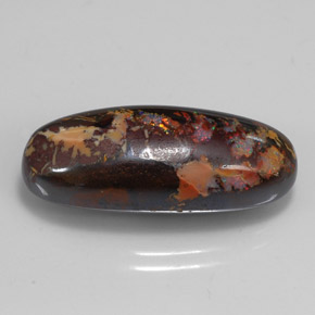 15.56캐럿 천연 멀티컬러 볼더 오팔, 타원형 컷, 23.7×9.8 mm, 불투명체