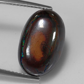 9.49캐럿 천연 멀티컬러 볼더 오팔, 타원형 컷, 16×10.3 mm, 불투명체