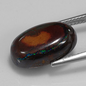 9.49캐럿 천연 멀티컬러 볼더 오팔, 타원형 컷, 16×10.3 mm, 불투명체