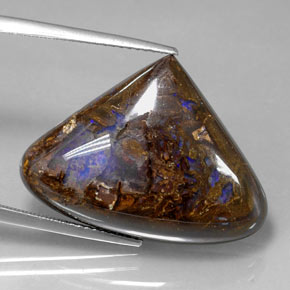 22.51캐럿 천연 멀티컬러 볼더 오팔, 배 모양, 26.5×19.6 mm, 불투명체
