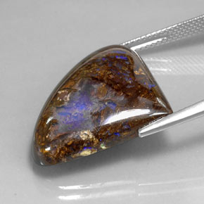 22.51캐럿 천연 멀티컬러 볼더 오팔, 배 모양, 26.5×19.6 mm, 불투명체