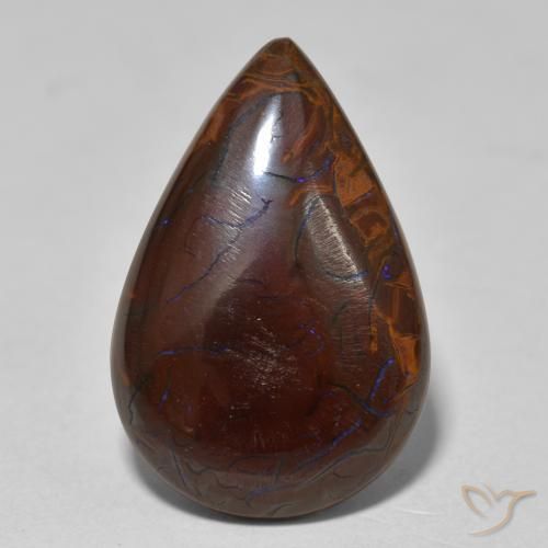 8.60ct 자연스러운 다색 볼더 오팔, 배 모양, 불투명체