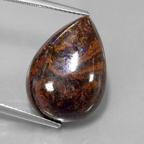 16.89캐럿 천연 멀티컬러 볼더 오팔, 배 모양, 20.7×14.8 mm, 불투명체