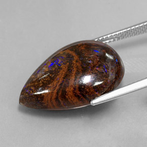 16.89캐럿 천연 멀티컬러 볼더 오팔, 배 모양, 20.7×14.8 mm, 불투명체
