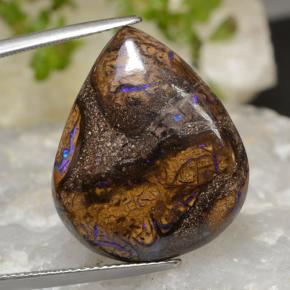20.90캐럿 천연 멀티컬러 볼더 오팔, 배 모양, 23.5×19.6 mm, 불투명체