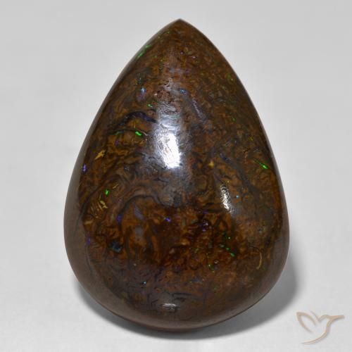 26.23ct 자연스러운 다색 볼더 오팔, 배 모양, 불투명체
