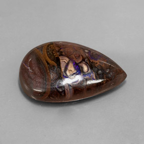 21.51캐럿 천연 다색 볼더 오팔, 배 모양, 불투명체