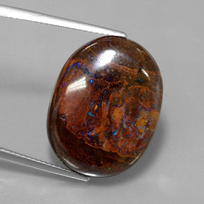 21.10캐럿 천연 멀티컬러 볼더 오팔, 타원형 컷, 22.9×17.5 mm, 불투명체